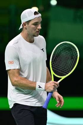 Jan-Lennard Struff of Germany in action during the Davis Cup Quarter-Final match between Tomas Martin Etcheverry of Argentina and Jan-Lennard Struff of Germany at Supertennis Arena - Bolognafiere on November 20, 2025 in Bologna, Italy  Copyright: xDomenicoxCippitelli IPAxSportx xipa-agency.netx xx IPA_68180356 IPA_Agency_IPA68180356