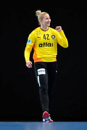 Handball, Frauen Laenderspiel - Schweiz - Deutschland Torhueterin Katharina Filter (Deutschland) Jubel Freude Emotion St. Gallen Kreuzbleiche Schweiz