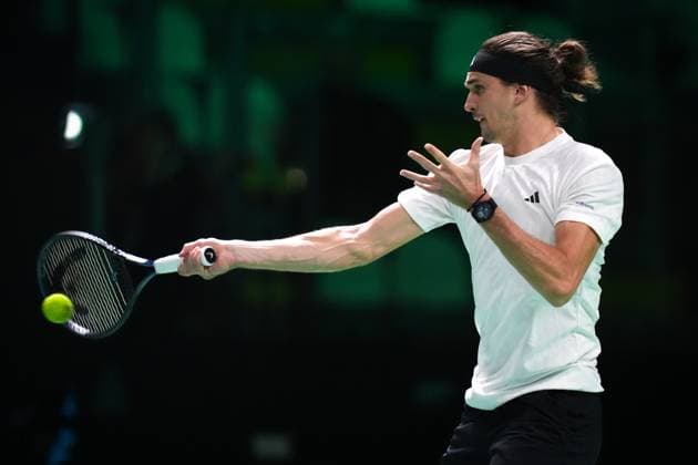 Alexander Zverev in action during the Davis Cup Finals 2025 Quarterfinals match between Francisco Cerundolo (Argentina) and Alexander Zverev (Germany) at Bologna Fiere, Bologna, Italy - November 20, 2025. - Tennis.  Copyright: xMassimoxPaolone LaPressex