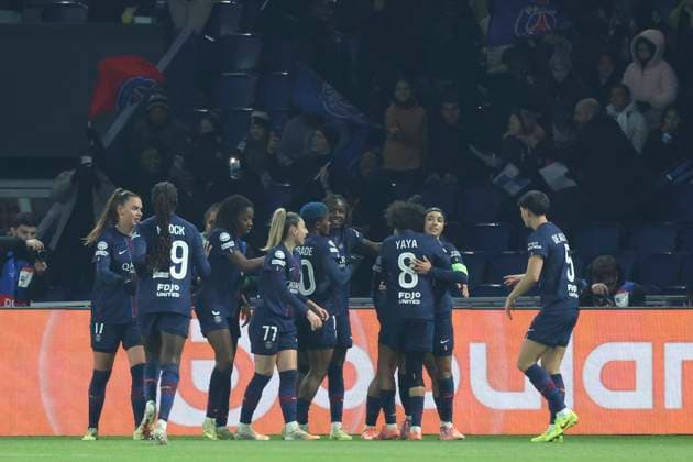 FOOTBALL FEMININ : Paris Saint Germain Vs Bayern Munich - Ligue des Champions - 20 11 2025 Joie sur le but de Sakina Karchaoui (Paris Saint Germain) ParisFrance  Copyright: xMichaelxBaucherx