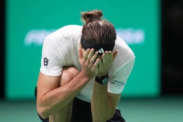 Alexander Zverev reacts after missing a chance during the Davis Cup Finals 2025 Quarterfinals match between Francisco Cerundolo (Argentina) and Alexander Zverev (Germany) at Bologna Fiere, Bologna, Italy - November 20, 2025. - Tennis.  Copyright: xMassimoxPaolone LaPressex