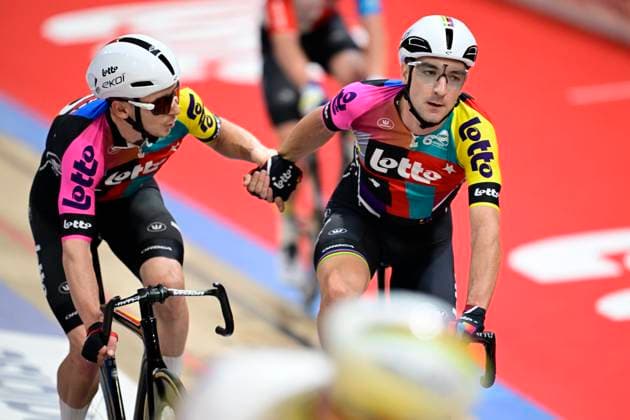 Lotto Six Days Flanders-Ghent 20 11 2025 GENT, BELGIUM - NOVEMBER 20 : De Buyst Jasper (BEL) & Viviani Elia (ITA) pictured during Lotto Six Days of Flanders Ghent on November 20, 2025 in Gent, Belgium, 20 11 2025 Gent Belgium  Copyright: xNicoxVereeckenx