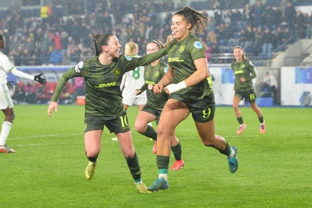 OHL Women s Jada Conijnenberg celebrates after scoring during a soccer match between Oud-Heverlee Leuven Women and Italian AS Roma, Thursday 20 November 2025 in Leuven, game 4 (out of 6) in the league phase of the UEFA Women s Champions League competition. JILLxDELSAUX  x143050144x