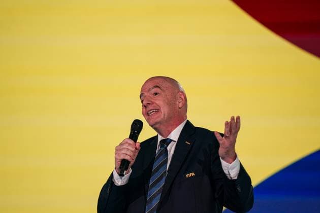 Fussball: FIFA WM-Qualifikation Europa 2025 26 Playoff-Auslosung Home of FIFA (Zürich, Schweiz): Gianni Infantino (FIFA Präsident) Zürich Kanton Zürich Schweiz Copyright: xJOERANxSTEINSIEKx