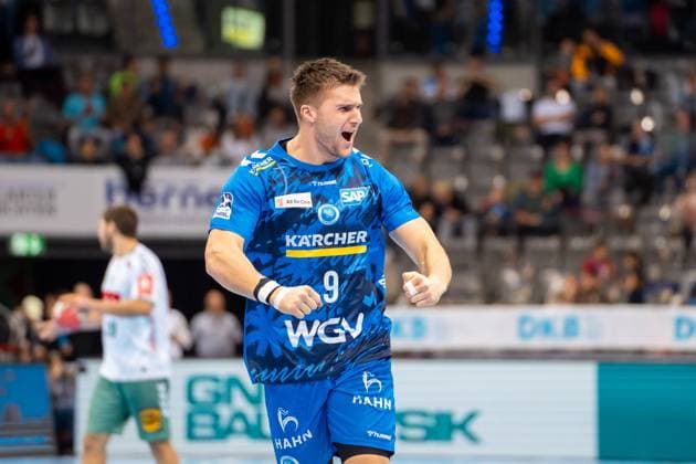 Handball I Herren I Saison 2025-2026 I Bundesliga I 13. Spieltag I TVB Stuttgart - GWD Minden I 20.11.2025 Gianfranco Pribetic (9, TVB Stuttgart) jubelt Stuttgart Porsche Arena Baden-Württemberg Deutschland Copyright: xLobeca MaxxPetershansx
