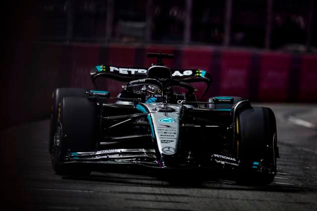 F1 - LAS VEGAS GRAND PRIX 2025 63 RUSSELL George (gbr), Mercedes AMG F1 Team W16, action during the 2025 Formula 1 Las Vegas Grand Prix, 22th round of the 2025 FIA Formula One World Championship, WM, Weltmeisterschaft from November 21 to 23, 2025 on the Las Vegas Strip Circuit, in Paradise, Nevada, United States of America - ParadiseUnited States  Copyright: xJoaoxFilipex