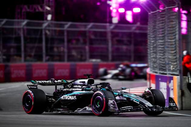 F1 - LAS VEGAS GRAND PRIX 2025 63 RUSSELL George (gbr), Mercedes AMG F1 Team W16, action during the 2025 Formula 1 Las Vegas Grand Prix, 22th round of the 2025 FIA Formula One World Championship, WM, Weltmeisterschaft from November 21 to 23, 2025 on the Las Vegas Strip Circuit, in Paradise, Nevada, United States of America - ParadiseUnited States  Copyright: xJoaoxFilipex