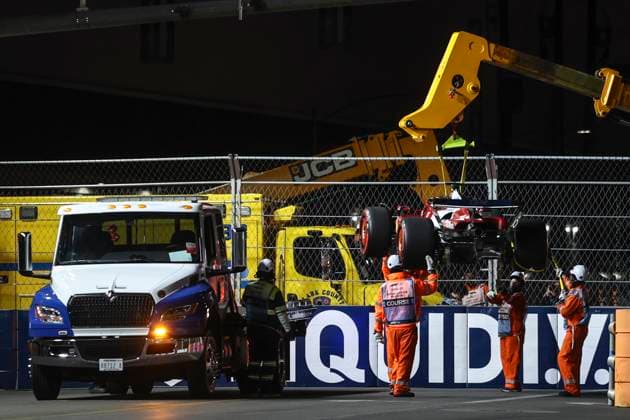 Formula1; Round22; Las Vegas Grand Prix; USA Charles Leclerc s damaged car (MCO) - Scuderia Ferrari HP - SF-25 during Formula1 Heineken Las Vegas Grand Prix on november 20., 2025 in Las Vegas Strip Circuit, United States Of America Zsombor Toth Las Vegas Las Vegas Strip Circuit Nevada United States Of America