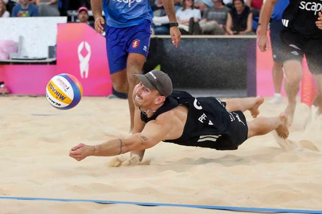 Beach volleyball, Beachvolleyball World Championship, WM, Weltmeisterschaft Sven Winter and Lukas Pfretzschner L. (GER) v Arnaud Gauthier-Rat and TÃ o Rotar (FRA) and during the Men™s Quarter Final match of the Beach Volleyball World Championships at The Drive in Adelaide, Friday, November 21, 2025. ( NO ARCHIVING, EDITORIAL USE ONLY ADELAIDE SOUTH AUSTRALIA AUSTRALIA  Copyright: xMATTxTURNERx 20251121135342843894