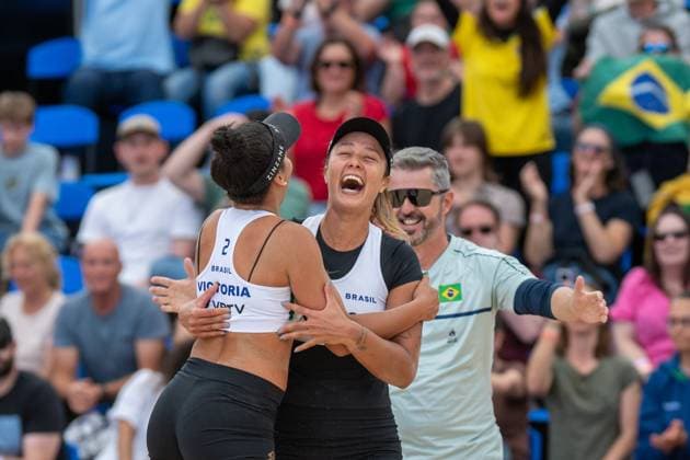 RECORD DATE NOT STATED ADELAIDE, AUSTRALIA - NOVEMBER 21: Thamela Coradello Galil (Player 1 - BRA), Victoria Lopes Pereira Tosta (Player 2 - BRA) during the Beach volleyball, Beachvolleyball World Championships at Adelaide on November 21, 2025 in Adelaide, Australia. Australia Copyright: xBEAUTIFULxSPORTS PeterxWeberx