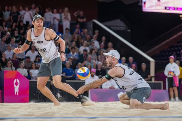 RECORD DATE NOT STATED ADELAIDE, AUSTRALIA - NOVEMBER 21: Clemens Wickler (Player 2 - GER), Nils Ehlers (Player 1 - GER) during the Beach volleyball, Beachvolleyball World Championships at Adelaide on November 21, 2025 in Adelaide, Australia. Australia Copyright: xBEAUTIFULxSPORTS PeterxWeberx
