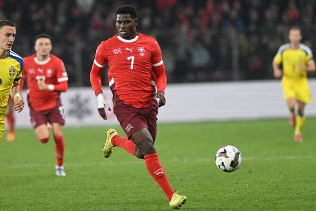 BREEL EMBOLO, Svizzera, World Cup 2026 Qualifying, Switzerland-Sweden 4-1, azione, action, single shot QUALIFICAZIONI MONDIALI 2026 SVIZZERA-SVEZIA 4-1