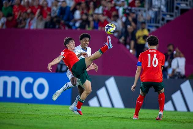 Fussball FIFA WM U17, U 17 U 17 Weltmeisterschaft Katar 2025, Portugal vs Schweiz - Viertelfinale: Aktion Copyright: xRedhaxHosnixSegganix