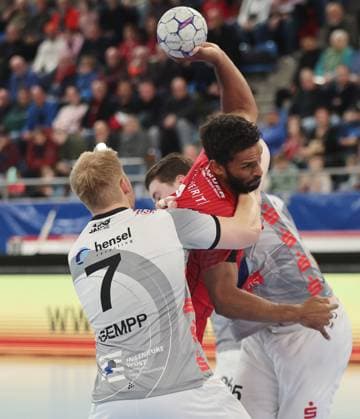Bietigheim , Handball 2. Bundesliga SG BBM Bietigheim vs. TV Grosswallstadt , Djibril MÂ Bengue ( BBM )