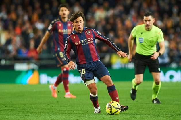 Carlos Alvarez (Levante UD) during the LaLiga EA Sports match between Valencia CF and Levante UD at Estadio de Mestalla on December 21, 2025 in Valencia, Spain. (Photo by Maria Jose Segovia DeFodi Images)