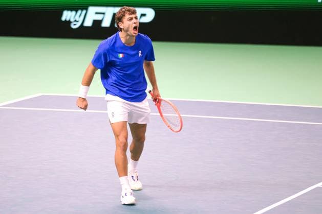 Flavio Cobolli ITA during Davis Cup - Final Eight, International Tennis match in Bologna, Italy, November 21 2025  Copyright: xGiorgioxMaiozzi IPAxSportx xipa-agency.netx xx IPA_68228821 IPA_Agency_IPA68228821