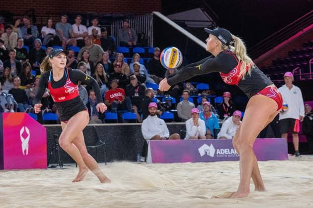 RECORD DATE NOT STATED ADELAIDE, AUSTRALIA - NOVEMBER 21: Taryn Brasher (Player 2 - USA), Kristen Nuss (Player 1 - USA) during the Beach volleyball, Beachvolleyball World Championships at Adelaide on November 21, 2025 in Adelaide, Australia. Australia Copyright: xBEAUTIFULxSPORTS PeterxWeberx