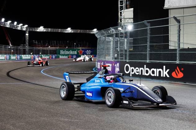 LAS VEGAS, NV - NOVEMBER 21: Lia Block, driver of the 57 ART Grand Prix on track during the first F1 Academy race at the Formula 1 Las Vegas Grand Prix on November 21, 2025 on the Las Vegas Strip Circuit in Las Vegas, Nevada.(Photo by Jeff Speer Icon Sportswire) AUTO: NOV 21 F1 Las Vegas Grand Prix - F1 Academy Race 1 EDITORIAL USE ONLY Icon2511210021