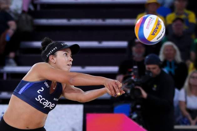 Beach volleyball, Beachvolleyball World Championship, WM, Weltmeisterschaft Thamela Coradello Galil and Victoria Lopes Pereira Tosta (BRA) v Tina Graudina and Anastasija Samoilova (LAT) during the Semi Final match of the Beach Volleyball World Championships at The Drive in Adelaide, Saturday, November 22, 2025. ( NO ARCHIVING, EDITORIAL USE ONLY ADELAIDE SOUTH AUSTRALIA AUSTRALIA  Copyright: xMATTxTURNERx 20251122188392078162