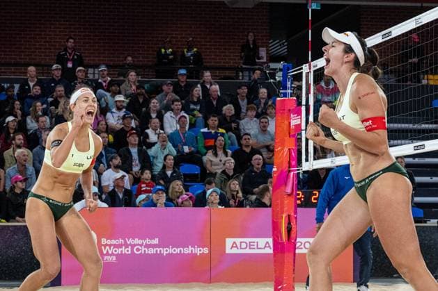 RECORD DATE NOT STATED ADELAIDE, AUSTRALIA - NOVEMBER 22: Tina Graudina (Player 1 - LAT), Anastasija Samoilova (Player 2 - LAT) during the Beach volleyball, Beachvolleyball World Championships at Adelaide on November 22, 2025 in Adelaide, Australia. Australia Copyright: xBEAUTIFULxSPORTS PeterxWeberx