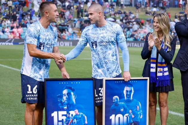 ALEAGUE SYDNEY VICTORY, Joel King of Sydney FC and Patrick Wood of Sydney FC pose for a photo ahead of the A-League Men Round 5 match between Sydney FC and Melbourne Victory at Leichhardt Oval in Sydney, Saturday, November 22, 2025. ( NO ARCHIVING, EDITORIAL USE ONLY SYDNEY NEW SOUTH WALES AUSTRALIA  Copyright: xMARKxEVANSx 20251122186846757193