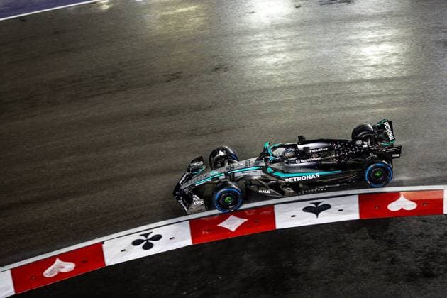 F1 - LAS VEGAS GRAND PRIX 2025 63 RUSSELL George (gbr), Mercedes AMG F1 Team W16, action during the 2025 Formula 1 Las Vegas Grand Prix, 22th round of the 2025 FIA Formula One World Championship, WM, Weltmeisterschaft from November 21 to 23, 2025 on the Las Vegas Strip Circuit, in Paradise, Nevada, United States of America - ParadiseUnited States  Copyright: xAndrÃ xFerreirax