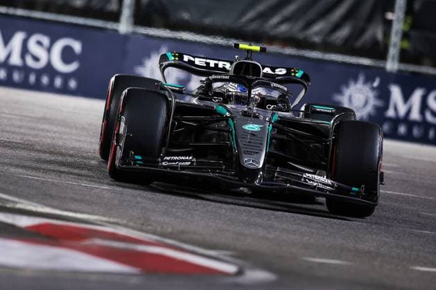 F1 - LAS VEGAS GRAND PRIX 2025 63 RUSSELL George (gbr), Mercedes AMG F1 Team W16, action during the 2025 Formula 1 Las Vegas Grand Prix, 22th round of the 2025 FIA Formula One World Championship, WM, Weltmeisterschaft from November 21 to 23, 2025 on the Las Vegas Strip Circuit, in Paradise, Nevada, United States of America - ParadiseUnited States  Copyright: xEricxAlonsox