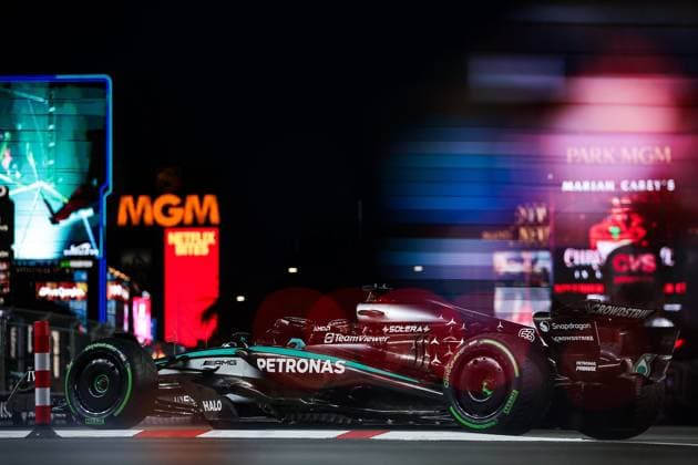 F1 - LAS VEGAS GRAND PRIX 2025 63 RUSSELL George (gbr), Mercedes AMG F1 Team W16, action during the 2025 Formula 1 Las Vegas Grand Prix, 22th round of the 2025 FIA Formula One World Championship, WM, Weltmeisterschaft from November 21 to 23, 2025 on the Las Vegas Strip Circuit, in Paradise, Nevada, United States of America - ParadiseUnited States  Copyright: xEricxAlonsox