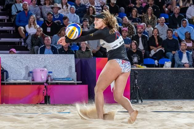 RECORD DATE NOT STATED ADELAIDE, AUSTRALIA - NOVEMBER 22: Kristen Nuss (Player 1 - USA) during the Beach volleyball, Beachvolleyball World Championships at Adelaide on November 22, 2025 in Adelaide, Australia. Australia Copyright: xBEAUTIFULxSPORTS PeterxWeberx