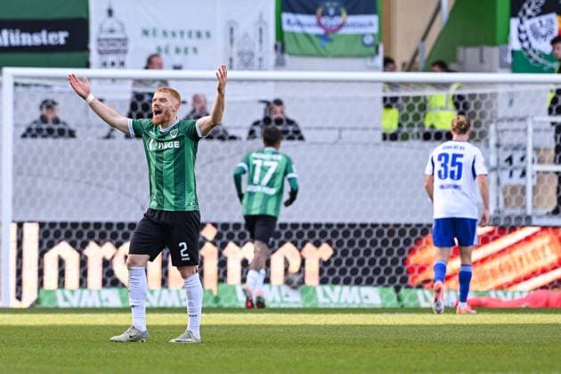 22.11.2025, Fussball, 2. Bundesliga, Saison 2025 2026, 13. Spieltag, Preußen Münster - FC Schalke 04, Mikkel Kirkeskov (Preußen Münster) xRHR-FOTO YYx Copyright: KROEGER RHR-FOTOx RHR-FOTO YY