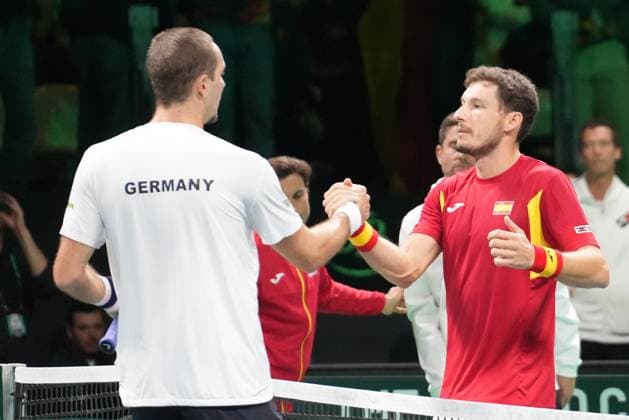 TENNIS - DAVIS CUP 2025 - FINAL 8 22 11 2025 Pablo Carreno Busta of Spain and Lennard STRUFF of Germany during Davis Cup 2025, Final 8, Tennis event on 22November 2025 in Bologna, Italy - Photo Laurent Lairys BolognaItaly  Copyright: xLaurentxLairysx
