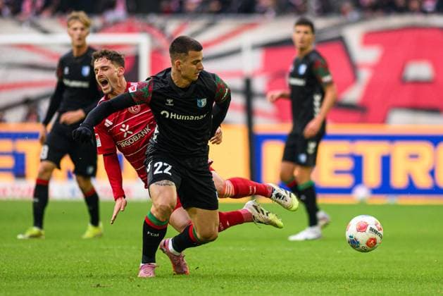 DUSSELDORF, GERMANY - 22 NOVEMBER, 2025: Mateusz Zukowski - Football match Bundesliga 2 Fortuna Duesseldorf - 1. FC Magdeburg at Merkur Spiel Arena.  Copyright: xVITALIIxKLIUIEVx