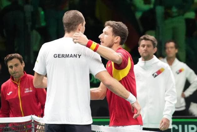 TENNIS - DAVIS CUP 2025 - FINAL 8 22 11 2025 Laurent Lairys MAXPPP - Pablo Carreno Busta of Spain and Lennard STRUFF of Germany during Davis Cup 2025, Final 8, Tennis event on 22November 2025 in Bologna, Italy - Photo Laurent Lairys