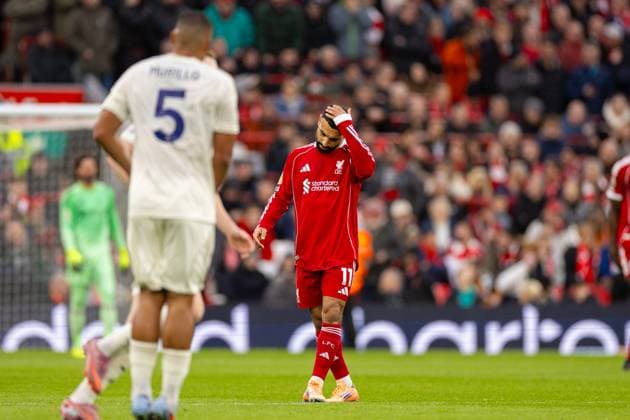 Football - FA Premier League - Liverpool FC v Nottingham Forest FC LIVERPOOL, ENGLAND - Saturday, November 22, 2025: Liverpool s Mohamed Salah reacting to his side conceeding during the FA Premier League match between Liverpool FC and Nottingham Forest FC at Anfield. (Photo by David Rawcliffe Propaganda) LIVERPOOL Anfield MERSEYSIDE ENGLAND  Copyright: xDavidxRawcliffex P2025-11-22-Liverpool_Nottingham_Forest-36