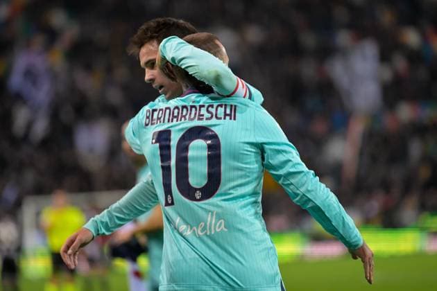 November 22, 2025, Udine: Bologna s Federico Bernardeschi celebrates after scoring a goal during the Italian soccer Serie A match between Udinese FC vs Bologna FC 1909 at the Bluenergy Stadium Stadio Friuli in Udine, Italy, 22 November 2025. ANSA Soccer: Serie A; Udinese Vs Bologna  - ZUMAa110 20251122_zaf_a110_042 Copyright: xAlessioxMarinix