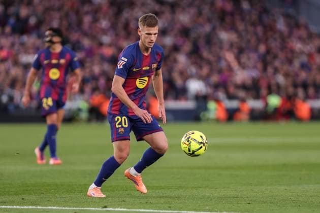 November 22, 2025, Barcelona, Barcelona, SPAIN: Dani Olmo of FC Barcelona, Barca in action during the Spanish league, La Liga EA Sports, football match played between FC Barcelona and Athletic Club at Spotify Camp Nou stadium on November 22, 2025 in Barcelona, Spain. Barcelona SPAIN - ZUMAa181 20251122_zaa_a181_137 Copyright: xJavierxBorregox