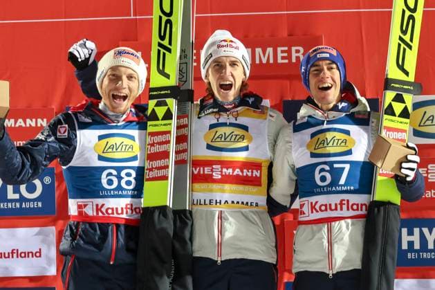 World Cup Ski jumping, Skispringen, Ski, nordisch Lillehammer Lillehammer 20251122. Austria s Daniel Tschofenig took first place, Jan Hoerl second, and Stefan Kraft took third place in the men s world cup race in the large Lysgardsbakken in Lillehammer. Photo: Geir Olsen NTB Lillehammer Norway EDITORIAL USE ONLY. RESTRICTED USE FOR BETTING COMPANIES Ref:_SPOrzzuuQx-pMY.jpg *** World Cup Ski Jumping Lillehammer Lillehammer 20251122 Austria s Daniel Tschofenig took first place, Jan Hoerl second, and Stefan Kraft took third place in the men s world cup race in the large Lysgardsbakken in Lillehammer Photo Geir Olsen NTB Lillehammer Norway EDITORIAL USE ONLY RESTRICTED USE FOR BETTING COMPANIES  Copyright: xGeirxOlsenx xNTBx