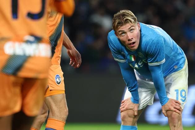 Rasmus Hojlund of SSC Napoli during the Serie A 2025 2026 football match between SSC Napoli and Atalanta BC at Diego Armando Maradona stadium in Naples (Italy), November 22nd, 2025. CesarexPurini