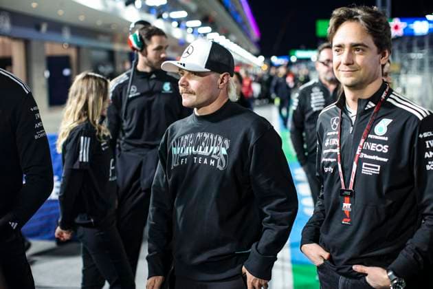 F1 - LAS VEGAS GRAND PRIX 2025 BOTTAS Valtteri (fin), Mercedes AMG F1 Team Reserve Driver, action GUTIERREZ Esteban (mex), Development Driver of Mercedes AMG F1 Team, portrait during the 2025 Formula 1 Las Vegas Grand Prix, 22th round of the 2025 FIA Formula One World Championship, WM, Weltmeisterschaft from November 21 to 23, 2025 on the Las Vegas Strip Circuit, in Paradise, Nevada, United States of America - ParadiseUnited States Copyright: xXavixBonillax