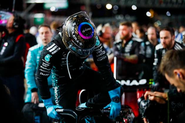 F1 - LAS VEGAS GRAND PRIX 2025 RUSSELL George (gbr), Mercedes AMG F1 Team W16, portrait on the grid during the 2025 Formula 1 Las Vegas Grand Prix, 22th round of the 2025 FIA Formula One World Championship, WM, Weltmeisterschaft from November 21 to 23, 2025 on the Las Vegas Strip Circuit, in Paradise, Nevada, United States of America - ParadiseUnited States  Copyright: xJoaoxFilipex