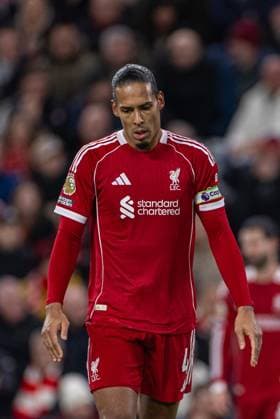 (251123) -- LONDON, Nov. 23, 2025 -- Liverpool s captain Virgil van Dijk reacts during the English Premier League match between Liverpool FC and Nottingham Forest FC in Liverpool, Britain, on Nov. 22, 2025. FOR EDITORIAL USE ONLY. NOT FOR SALE FOR MARKETING OR ADVERTISING CAMPAIGNS. NO USE WITH UNAUTHORIZED AUDIO, VIDEO, DATA, FIXTURE LISTS, CLUB LEAGUE LOGOS OR LIVE SERVICES. ONLINE IN-MATCH USE LIMITED TO 45 IMAGES, NO VIDEO EMULATION. NO USE IN BETTING, GAMES OR SINGLE CLUB LEAGUE PLAYER PUBLICATIONS. (SP)BRITAIN-LONDON-FOOTBALL-ENGLISH PREMIER LEAGUE-LIVERPOOL VS NOTTINGHAM FOREST LixYing 