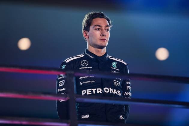 F1 - LAS VEGAS GRAND PRIX 2025 RUSSELL George (gbr), Mercedes AMG F1 Team W16, portrait podium celebration during the 2025 Formula 1 Las Vegas Grand Prix, 22th round of the 2025 FIA Formula One World Championship, WM, Weltmeisterschaft from November 21 to 23, 2025 on the Las Vegas Strip Circuit, in Paradise, Nevada, United States of America - ParadiseUnited States  Copyright: xEricxAlonsox