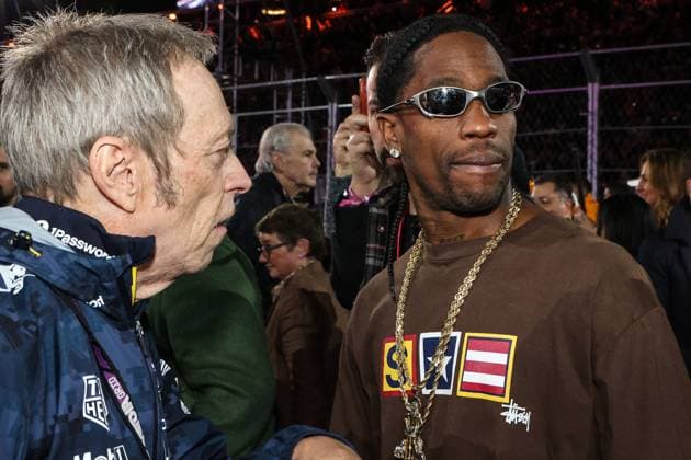November 22, 2025: Rapper Songwriter Travis Scott on the grid prior to the start of the Formula One Heineken Las Vegas Grand Prix 2025 on the Las Vegas Street Circuit in Las Vegas, NV. CSM. Las Vegas United States of America - ZUMAc04_ 20251122_zma_c04_578 Copyright: xChristopherxTrimx
