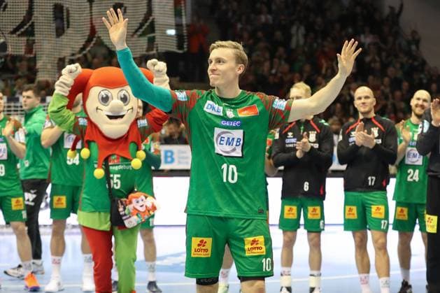 22.11.2025, xgox, Handball - Daikin HBL SC Magdeburg - HSG Wetzlar emspor, v.l. Gisli Thorgeir Kristjansson (Magdeburg, 10) verlängert seinen Vertrag bis 2030, Vertragsverlängerung Magdeburg