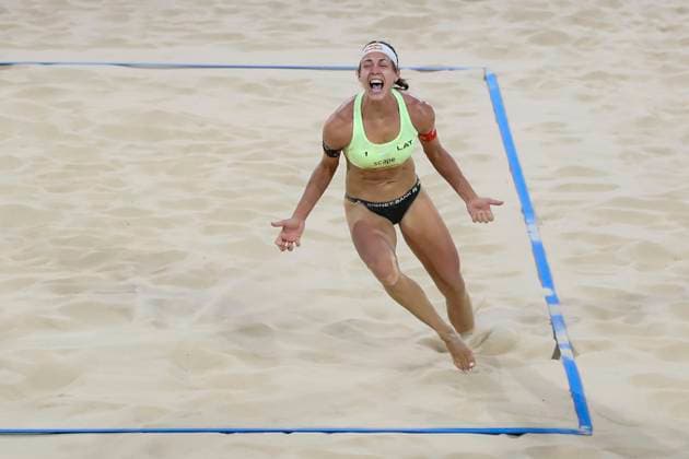 Beach volleyball, Beachvolleyball World Championship, WM, Weltmeisterschaft Tina Graudina and Anastasija Samoilova (LAT) celebrate victory against Kristen Nuss and Taryn Brasher (USA) during the Women™s Final match of the Beach Volleyball World Championships at The Drive in Adelaide, Sunday, November 23, 2025. ( NO ARCHIVING, EDITORIAL USE ONLY ADELAIDE SOUTH AUSTRALIA AUSTRALIA  Copyright: xMATTxTURNERx 20251123197704113648