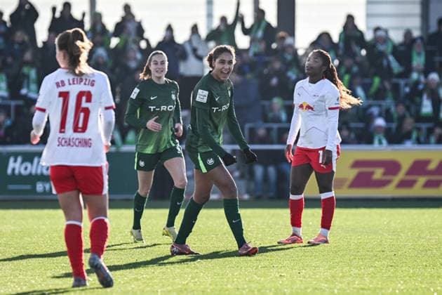 Fußball I Frauen I Saison 2025-2026 I Bundesliga I 11. Spieltag I RB Leipzig - VfL Wolfsburg I 23.11.2025 Torjubel Cora Zicai (28, VfL Wolfsburg) Leipzig RB Trainingszentrum, Cottaweg 7 Sachsen Deutschland Copyright: xLobeca InesxHähnelx