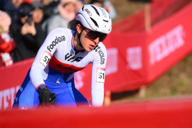 Czech Kristyna Zemanova pictured in action during the women elite race at the World Cup cyclocross cycling event in Tabor, Czech Republic, stage 1 (out of 12) of the UCI World Cup cyclocross competition, Sunday 23 November 2025. DAVIDxPINTENS  x143628640x