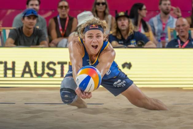 RECORD DATE NOT STATED ADELAIDE, AUSTRALIA - NOVEMBER 23: David Åhman (Player 1 - SWE) during the Beach volleyball, Beachvolleyball World Championships at Adelaide on November 23, 2025 in Adelaide, Australia. Australia Copyright: xBEAUTIFULxSPORTS PeterxWeberx