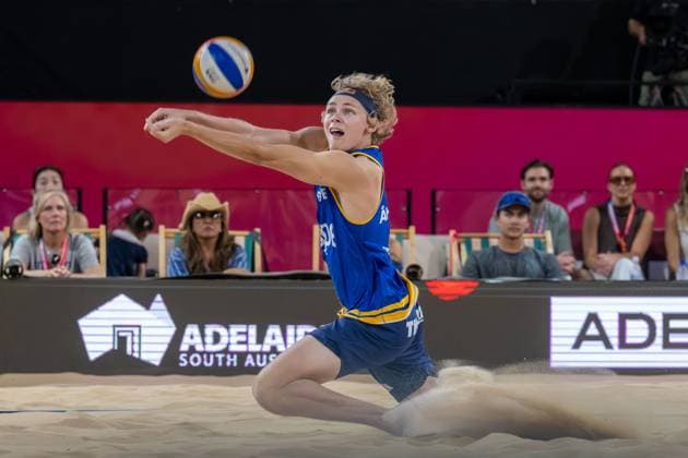 RECORD DATE NOT STATED ADELAIDE, AUSTRALIA - NOVEMBER 23: David Åhman (Player 1 - SWE) during the Beach volleyball, Beachvolleyball World Championships at Adelaide on November 23, 2025 in Adelaide, Australia. Australia Copyright: xBEAUTIFULxSPORTS PeterxWeberx