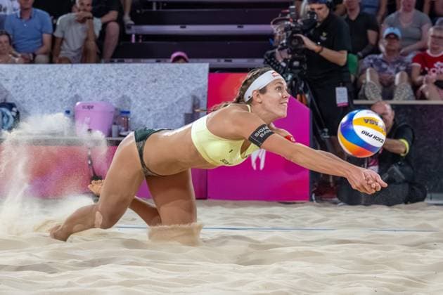 RECORD DATE NOT STATED ADELAIDE, AUSTRALIA - NOVEMBER 23: Tina Graudina (Player 1 - LAT), Anastasija Samoilova (Player 2 - LAT) during the Beach volleyball, Beachvolleyball World Championships at Adelaide on November 23, 2025 in Adelaide, Australia. Australia Copyright: xBEAUTIFULxSPORTS PeterxWeberx